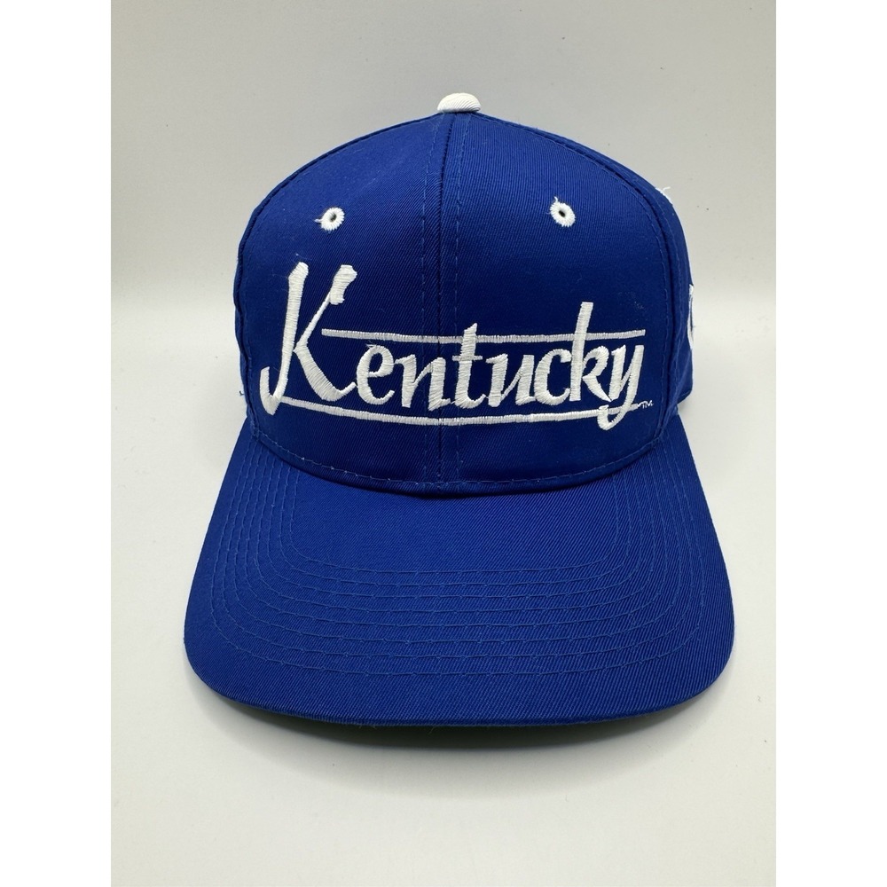 VTG Kentucky Wildcats Snapback Hat Youngan Big Script Side Logo Green Brim 90s